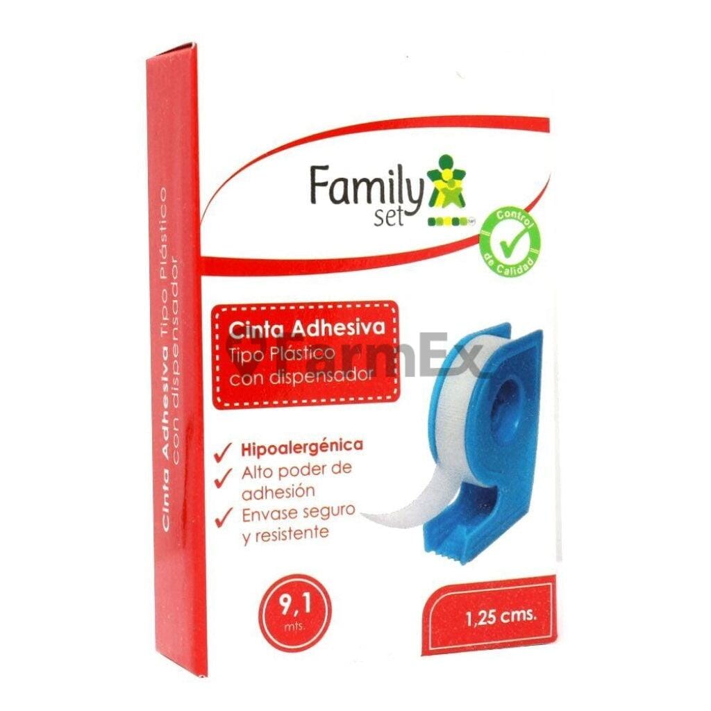 Cinta Adhesiva Tipo Plástico Con Dispensador 9,1 m x 1,25 cm (Family set) Farmex-Pluxee-Persistente